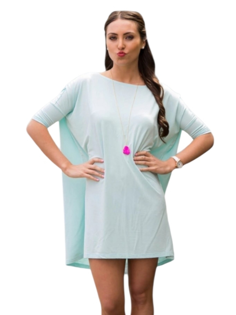 Piko 1988 SM Mint Blue/Green Oversized Tunic Dress
